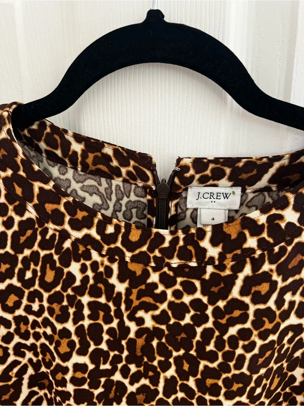 J. Crew Leopard Print Shift Dress in Brown and Cream